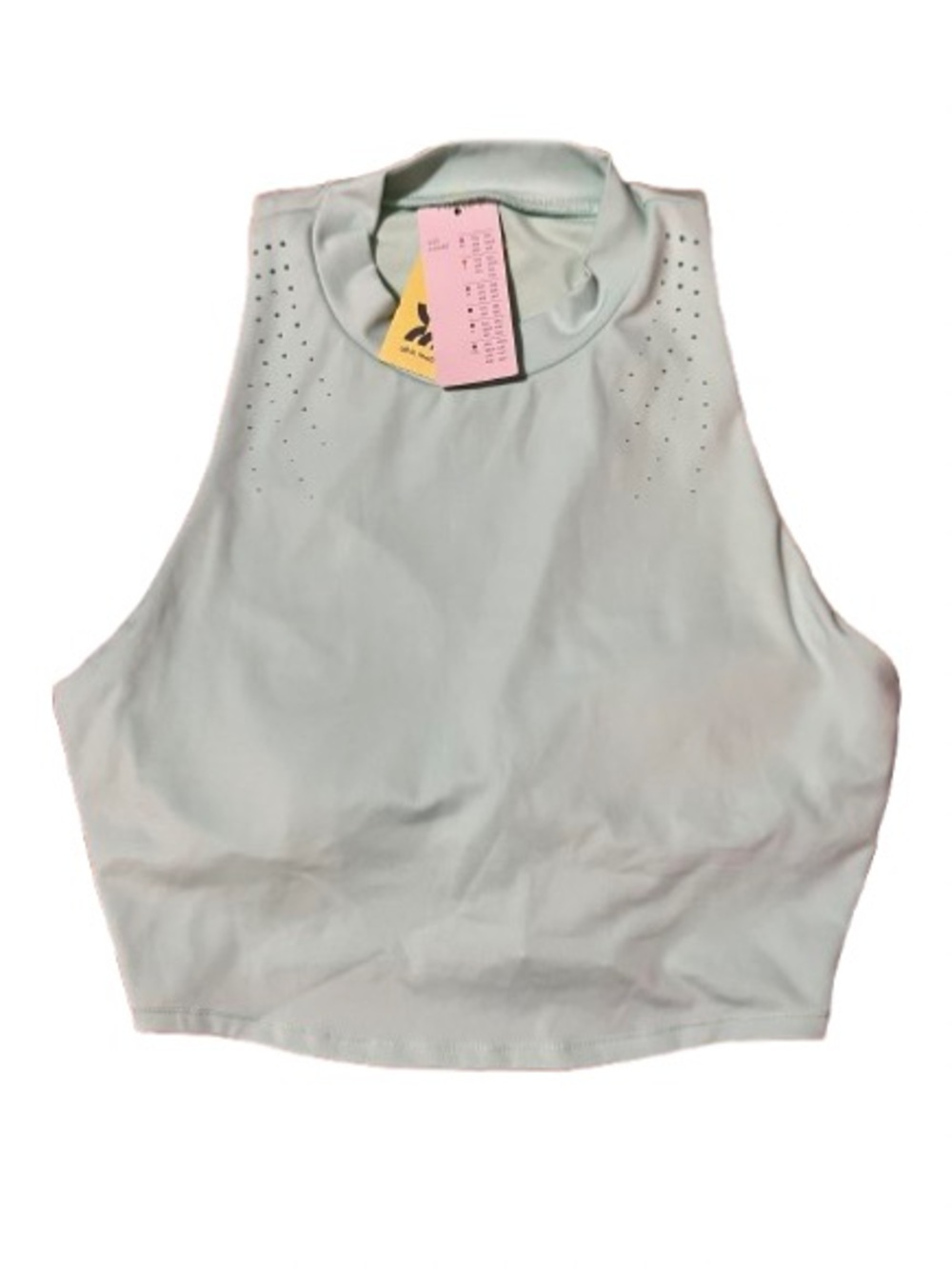 NWT All In Motion Mint High-Neck SPF Crop Top with Perforated Shoulders Size XL